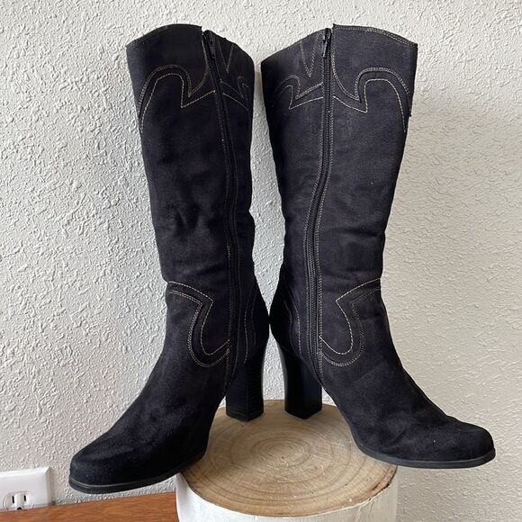 No Boundaries Black Heeled Boots Size 9.5 EUC - Picture 6 of 7